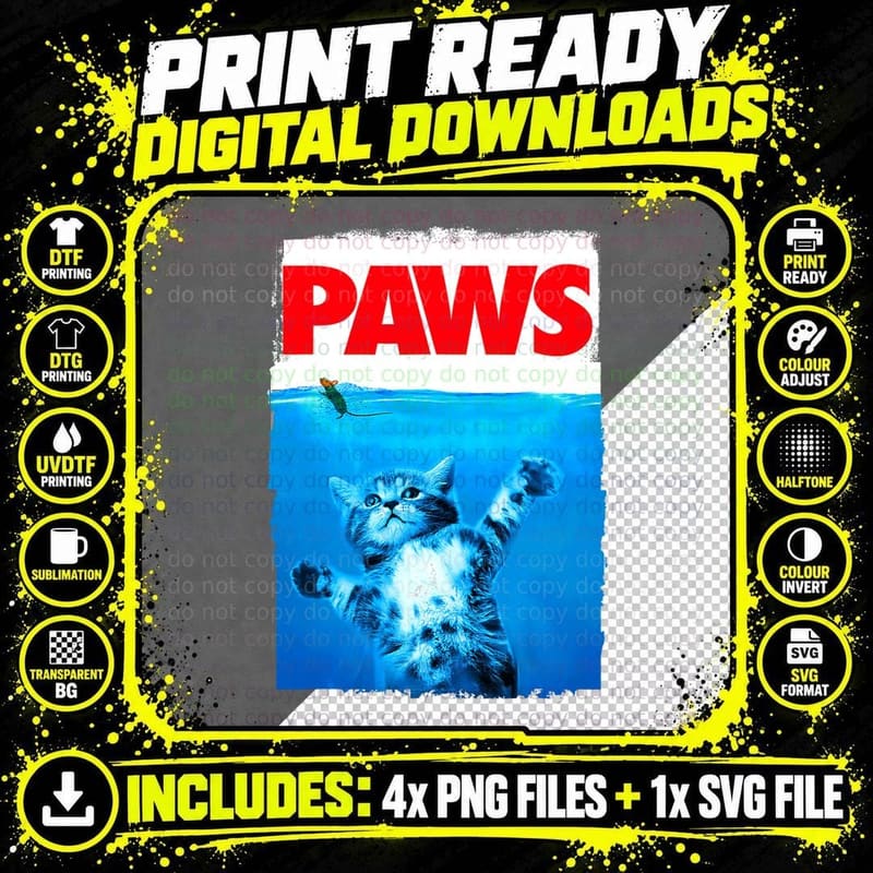 Paws Cat and Mouse Top, Cute Cat Lover Parody Top T-Shirt Png SVG Digital Bundle