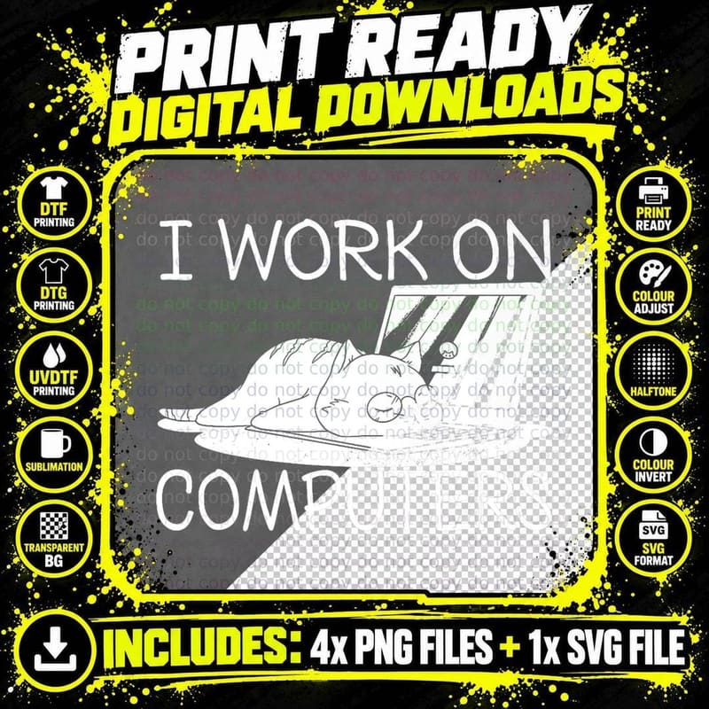 Sloth Programmer Coder Developer Coding I Work on Png SVG Digital Bundle