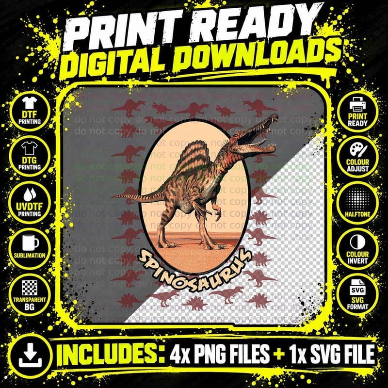Spinosaurus for Kids, Dino Gift Idea Png SVG Digital Bundle