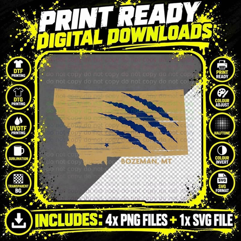 State of Montana, Wild Animal Bobcat, Bear Png SVG Digital Bundle