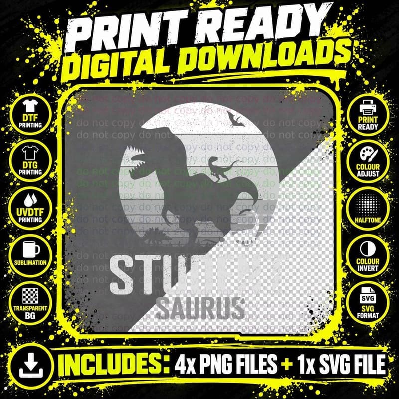 Studentsaurus Dinosaur Student Saurus T Rex Mono Vintage Png SVG Digital Bundle