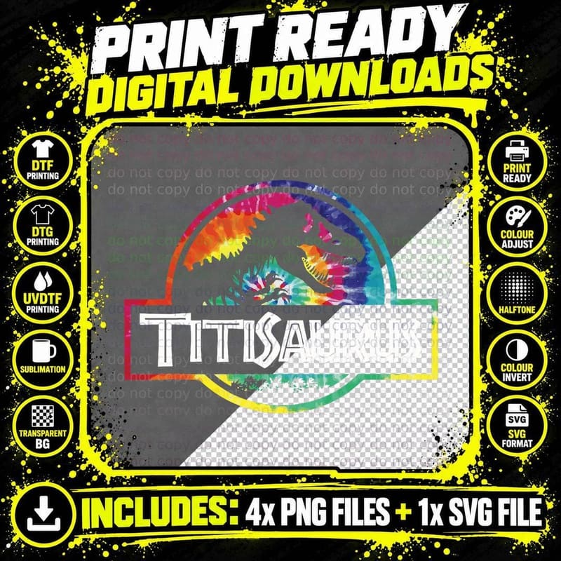 Titisaurus T Rex Dinosaur Titi Saurus Family Matching Png SVG Digital Bundle