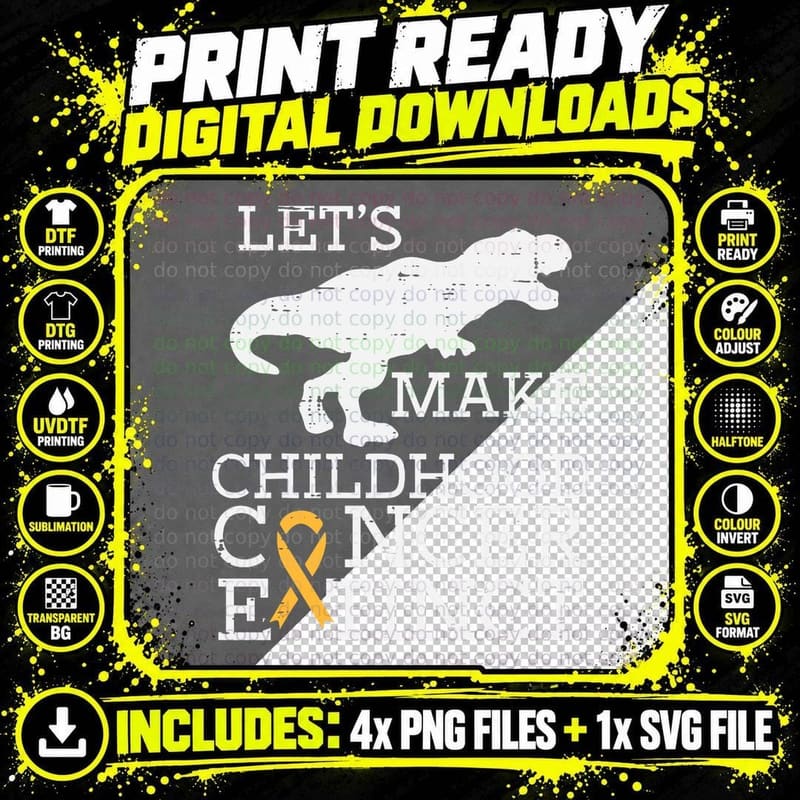 Trex Childhood Cancer Extinct Awareness Dinosaur Boys Png SVG Digital Bundle