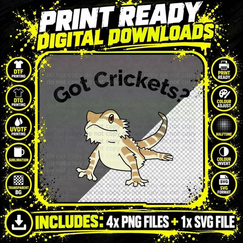 Bearded Dragon Got Crickets Bearded Dragon T-Shirt Png SVG Digital Bundle
