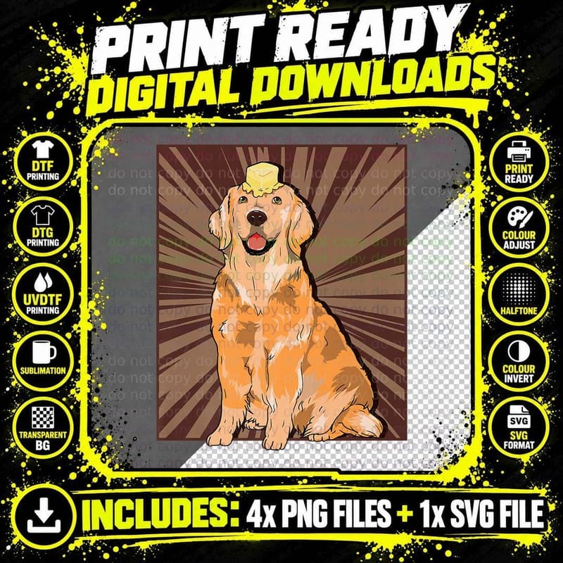 Butter Dog Meme Cute Golden Retriever Dank T-Shirt Png SVG Digital Bundle