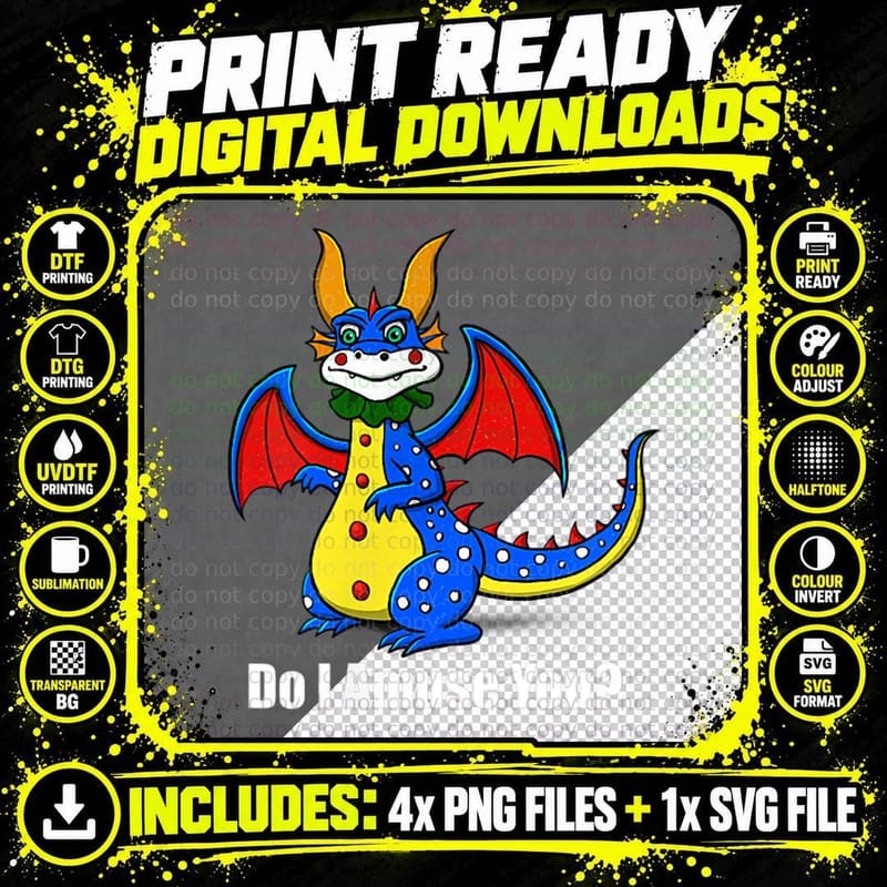 Clown Dragon Do I Amuse You T-Shirt Png SVG Digital Bundle