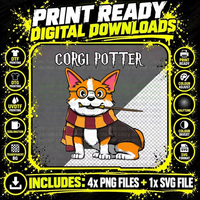 Corgi Potter Gift Corgi Lovers T-Shirt, Funny Dog Tee Png SVG Digital Bundle