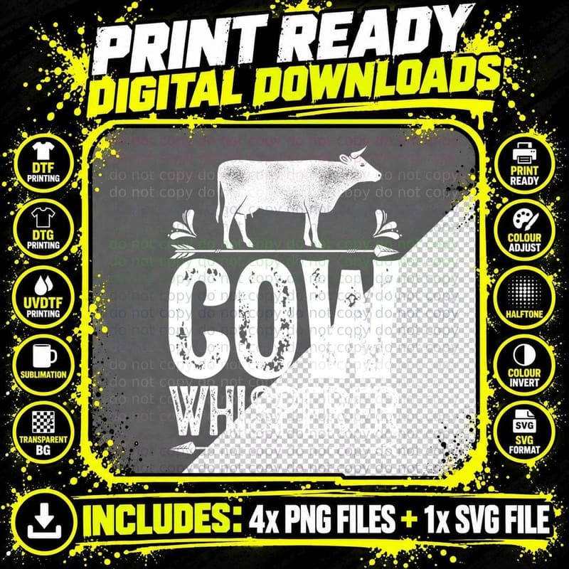 Cow Whisperer Funny Women Men Dairy Farming Farmer Farm Png SVG Digital Bundle