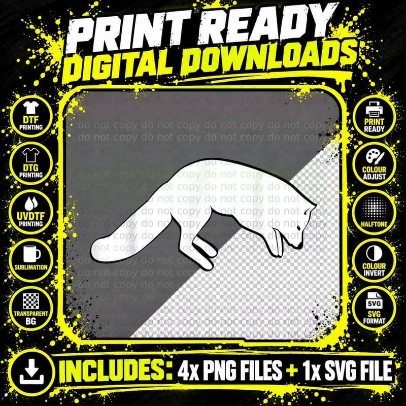 Cute Arctic Fox T for Men & Women Pouncing Arctic Fox Png SVG Digital Bundle