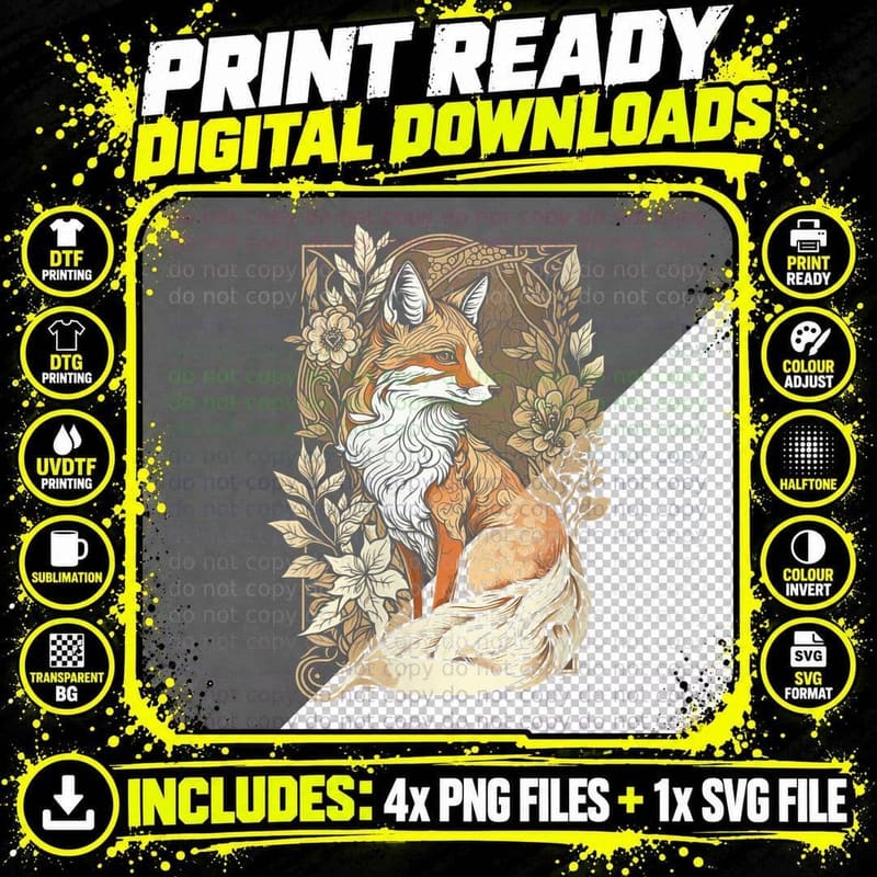 Cute Cottagecore Aesthetic Fox T-Shirt, Women Fox Tee Png SVG Digital Bundle