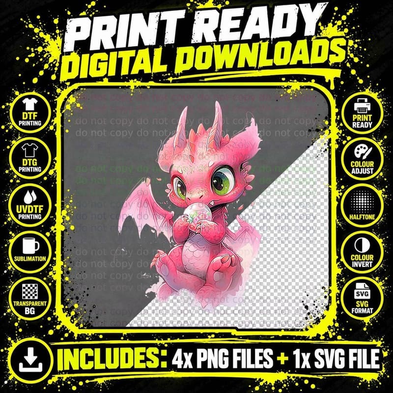 Cute Dragon Funny Dragon Lover Baby T-Shirt Png SVG Digital Bundle