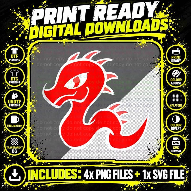Cute Magical Red Dragon T-Shirt, Fantasy Gift Dragon Png SVG Digital Bundle