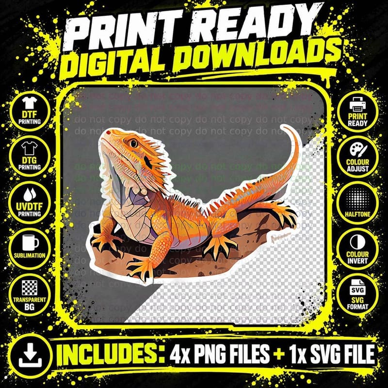 Cute Minimalist Bearded Dragon Digital Art T-Shirt Png SVG Digital Bundle