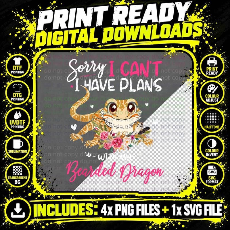 Cute Sorry I Have Plans with My Bearded Dragon Farm Png SVG Digital Bundle