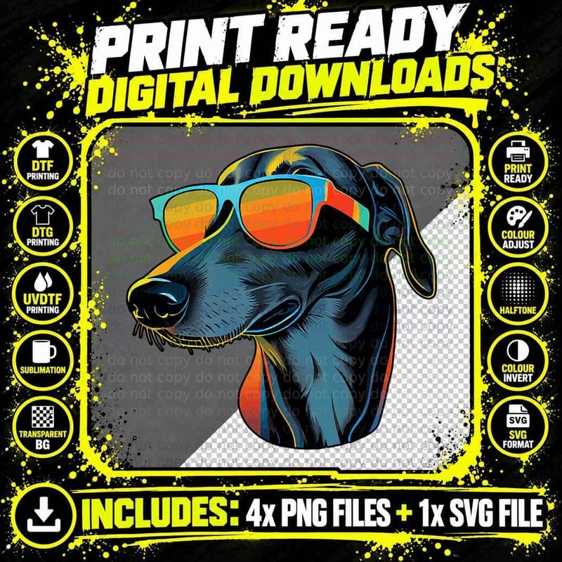 Dad Mom Cool Dog Sunglasses - Greyhound T-Shirt Png SVG Digital Bundle