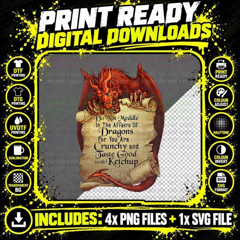 Do Not Meddle in Affairs of Dragons Dragon Lovers T-Shirt Png SVG Digital Bundle