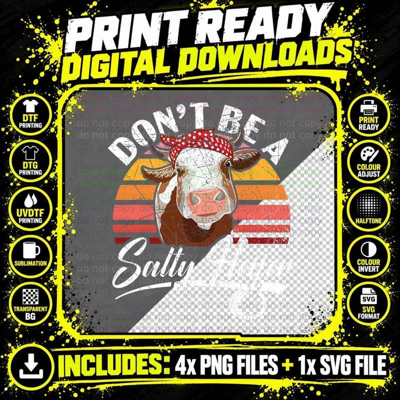 Don't Be a Salty Heifer Cow Whisperer Cow Farming Farm Png SVG Digital Bundle