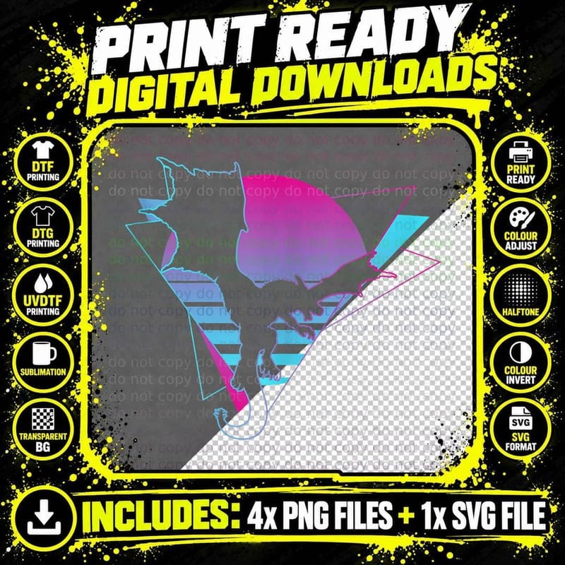 Dragon Vaporwave Dragon Japanese Vintage T-Shirt Png SVG Digital Bundle