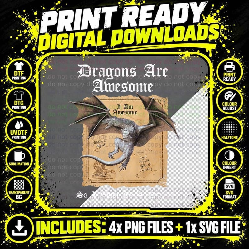 Dragons Are Awesome I Am Awesome So Must Be T-Shirt Png SVG Digital Bundle
