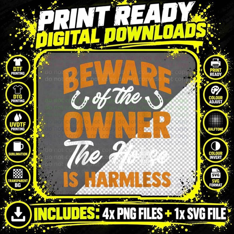 Equestrian Funny Horses the Horse Is Harmless Horse Png SVG Digital Bundle