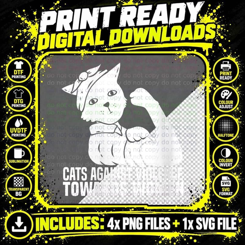 Feminist Rights - Equality Feminism Cat Png SVG Digital Bundle