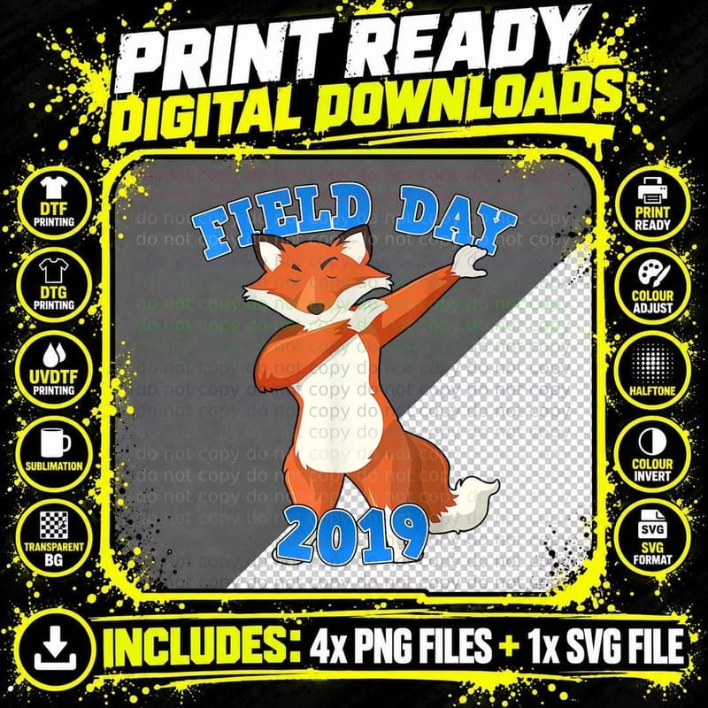 Field Day 2019 Dabbing Fox T-Shirt Png SVG Digital Bundle