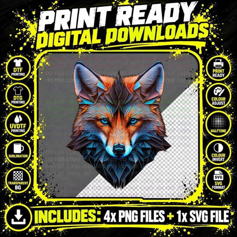 Fox Blue Eyes Animal Fox T-Shirt Png SVG Digital Bundle