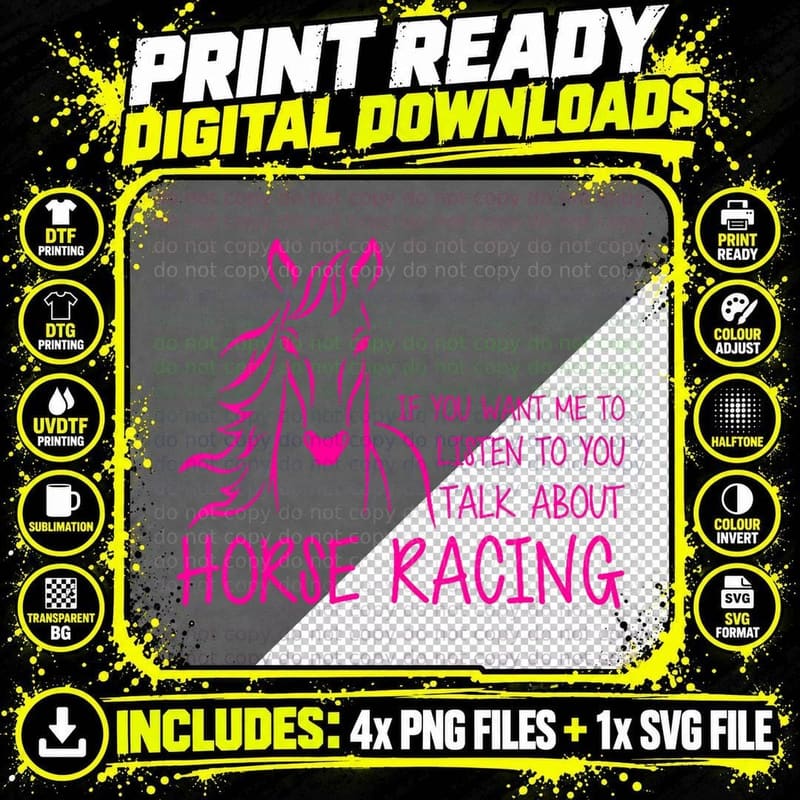 Fun Horse Racing Race Derby Lover Quote Girls T-Shirt Png SVG Digital Bundle