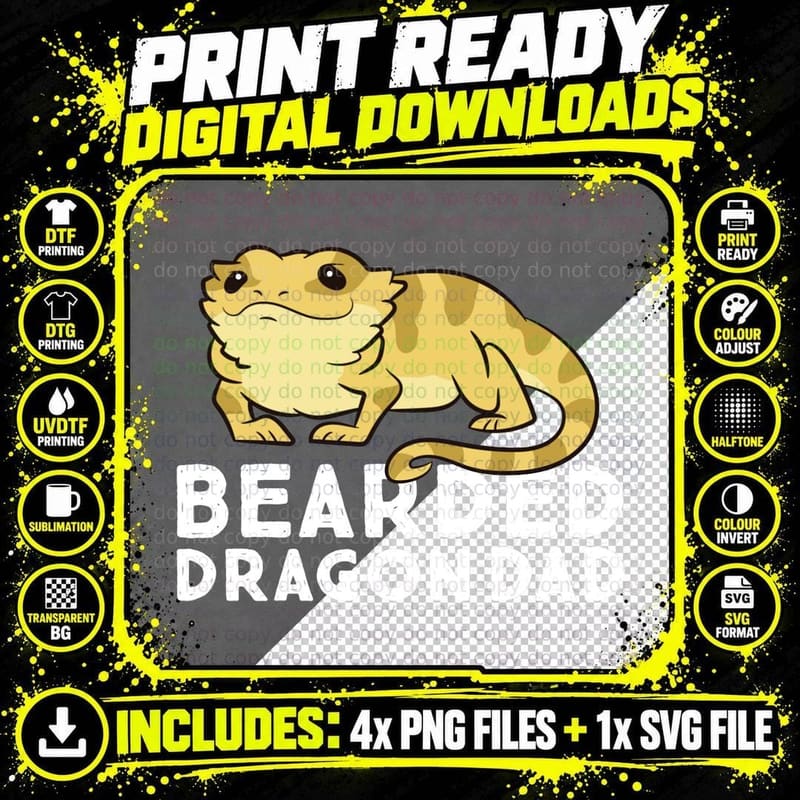 Funny Bearded Dragon Dad Gift Dad of Bearded Dragon Png SVG Digital Bundle