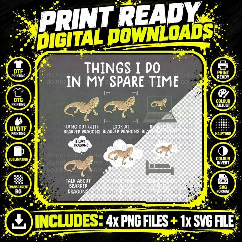 Funny Bearded Dragon Shirts Lizard Shirt Bearded Dragon Png SVG Digital Bundle