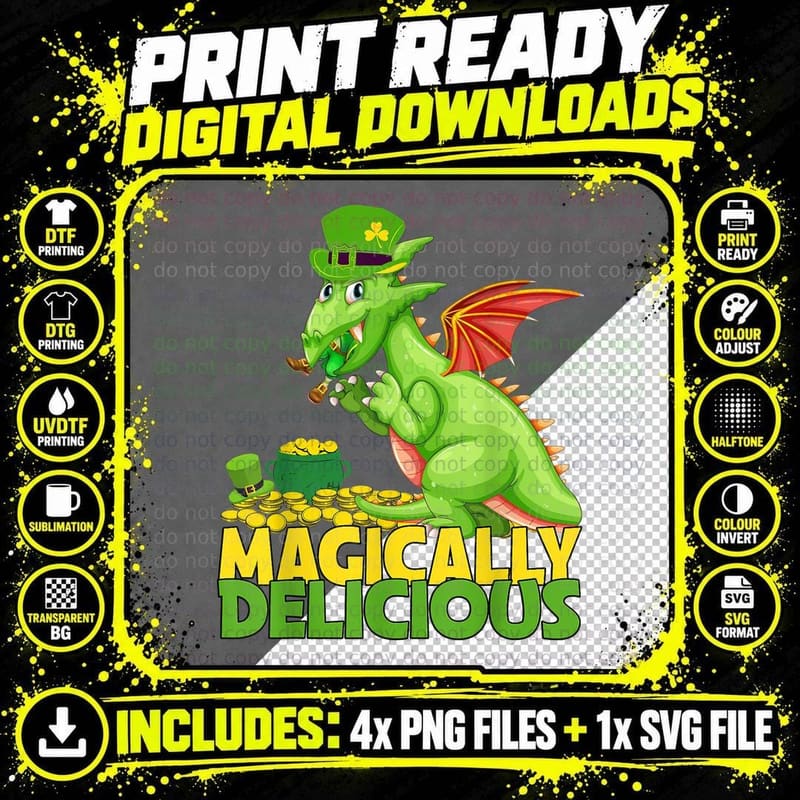 Funny Dragon St Patricks Day T-Shirt Png SVG Digital Bundle