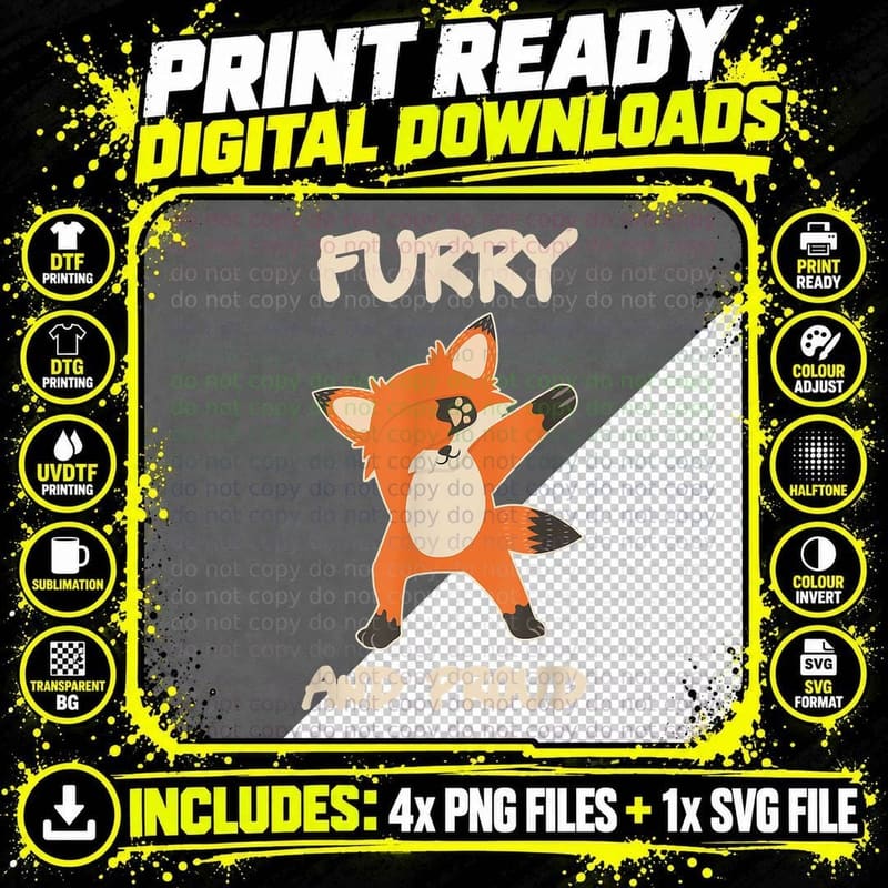 Furries Dabbing Fox Furry and Proud T-Shirt Png SVG Digital Bundle