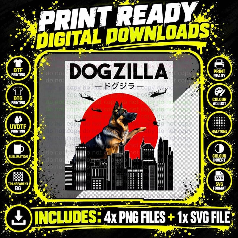 German Shepherd, Dog Lover, Dogzilla Png SVG Digital Bundle