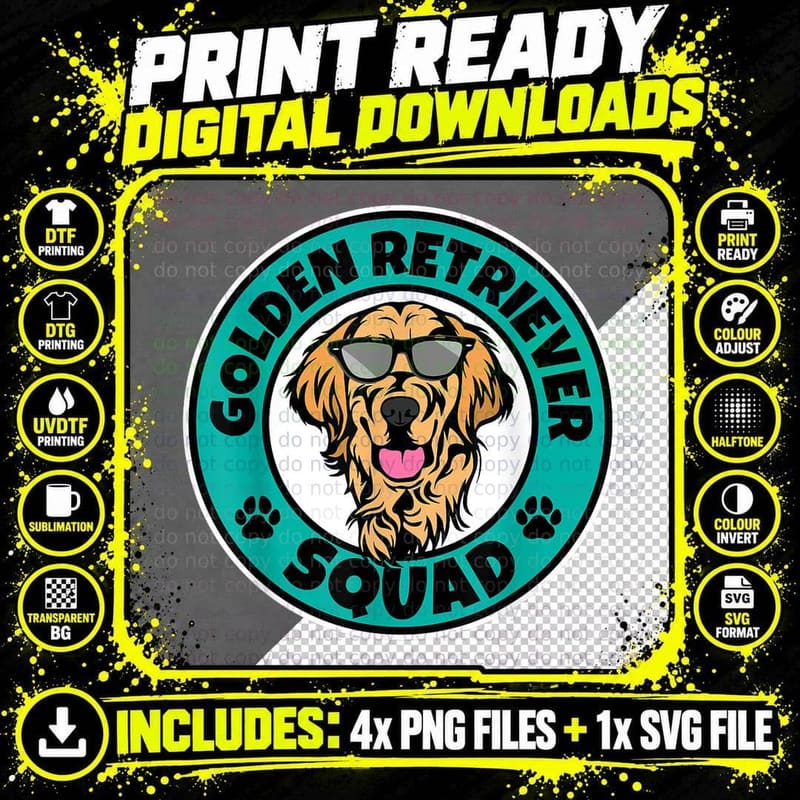 Golden Retriever Squad I Dog Lover I Golden Retriever Png SVG Digital Bundle