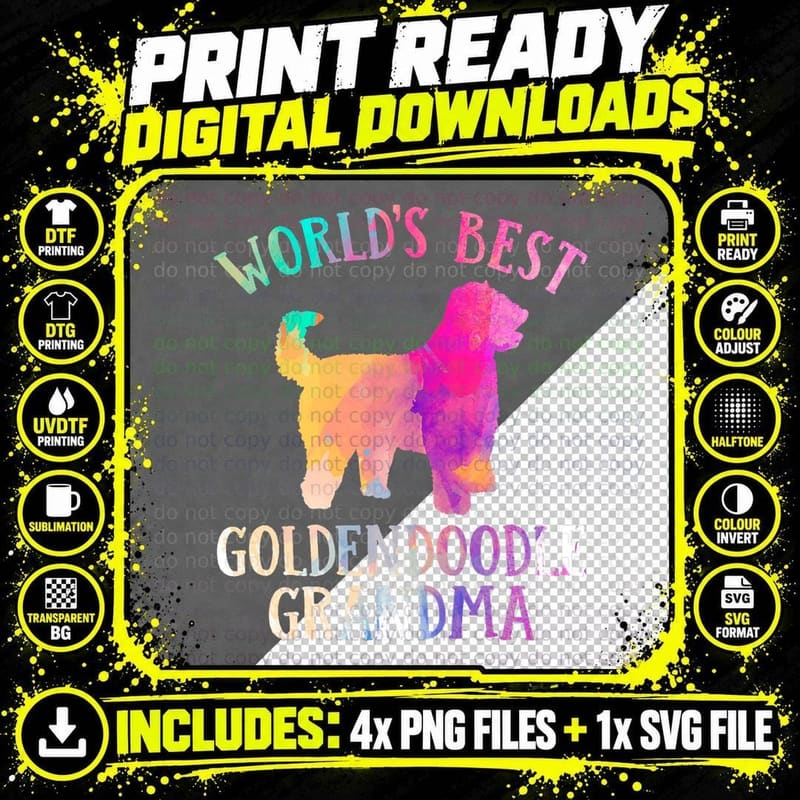Goldendoodle Dog Shirt, World's Best Golden Doodle Png SVG Digital Bundle