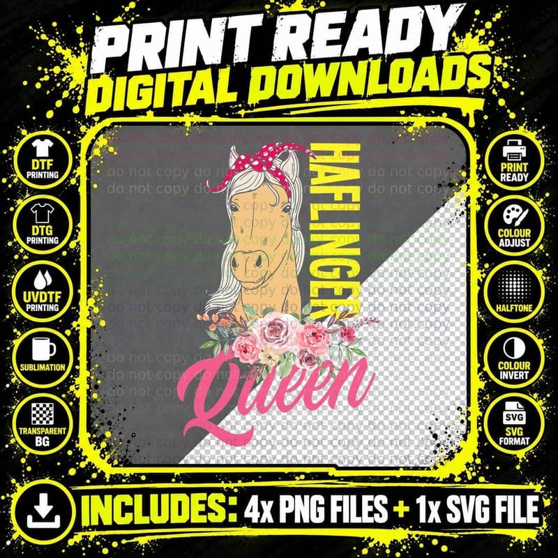 Haflinger Queen Funny Haflinger Horse Rider Horses Png SVG Digital Bundle