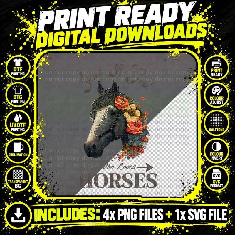 Horse Girl - Just a Girl Who Loves Horses Png SVG Digital Bundle