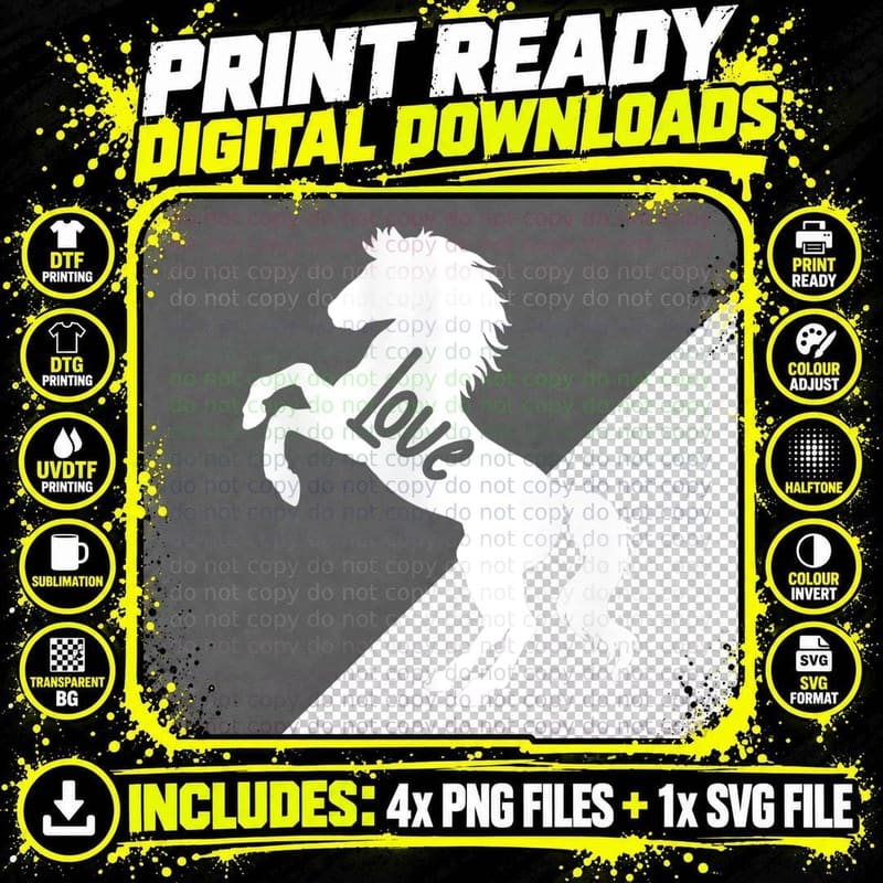 Horse Lover Silhouette for Girls Love Riding Horses Png SVG Digital Bundle