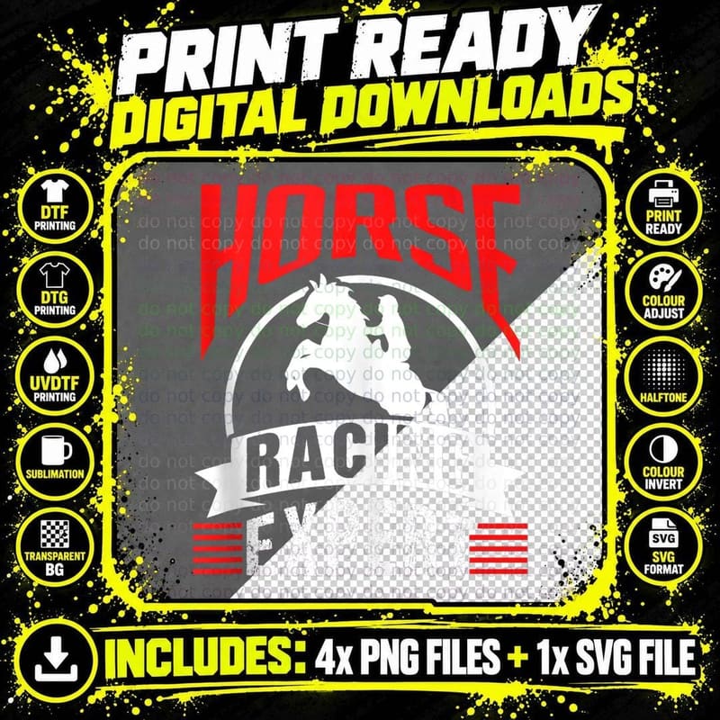 Horse Racing Expert Racer Horses Race T-Shirt, Equestrian Png SVG Digital Bundle