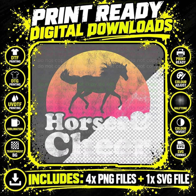 Horse and Cheerleader Women or Girls Horses Cheer T-Shirt Png SVG Digital Bundle
