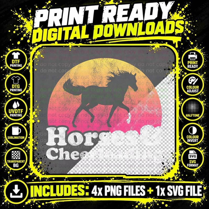 Horse and Cheerleader Women or Girls Horses Cheerleading Png SVG Digital Bundle