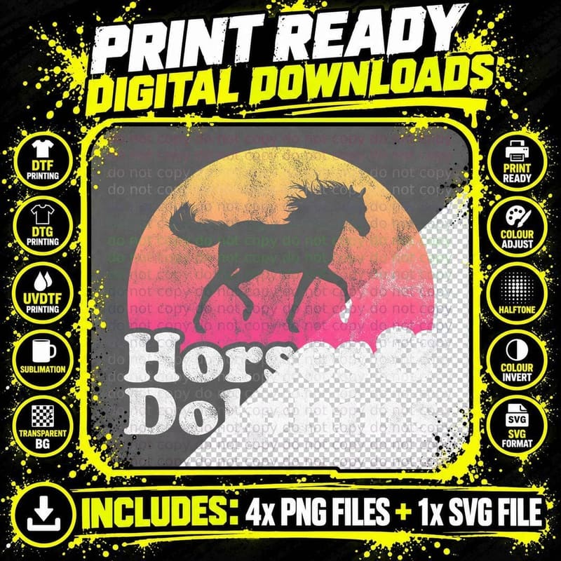 Horse and Dolphin Women or Girls Horses Dolphins T-Shirt Png SVG Digital Bundle