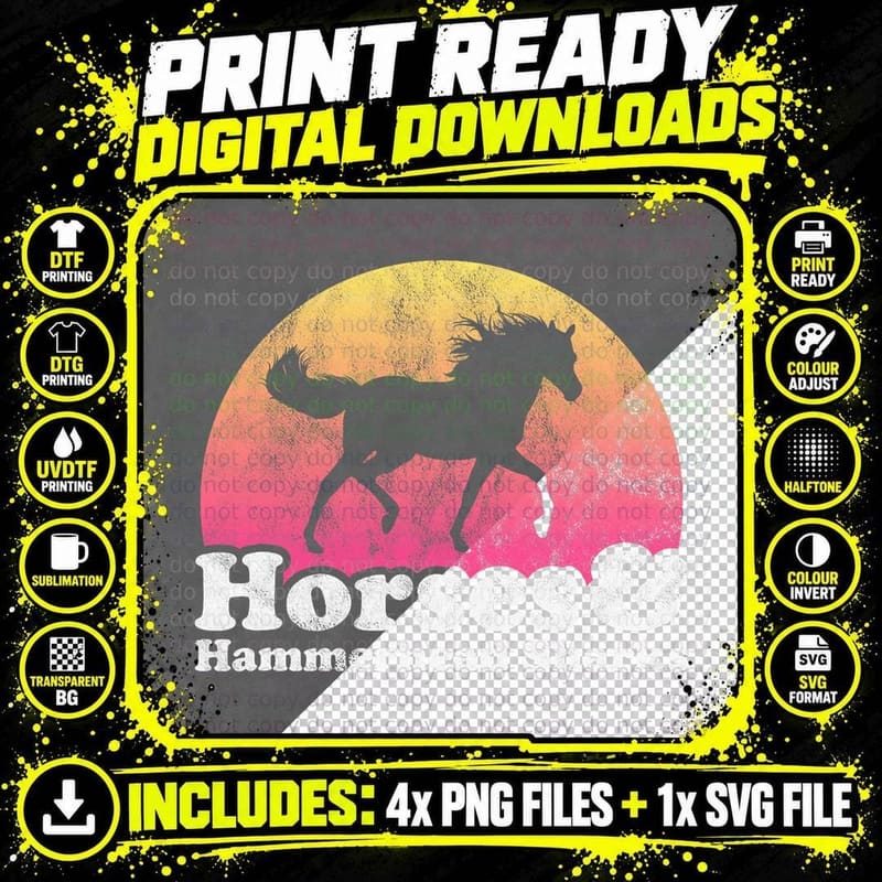 Horse and Hammerhead Shark Women or Girls Horses T-Shirt Png SVG Digital Bundle