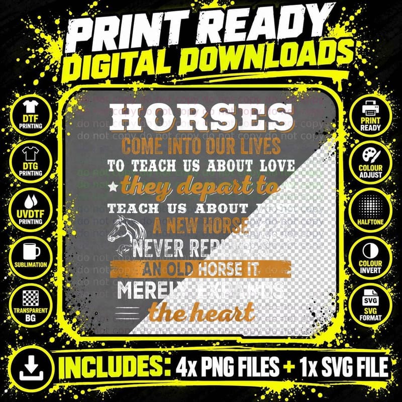 Horses Come into Our Lives to Teach Us About Love Cute Png SVG Digital Bundle