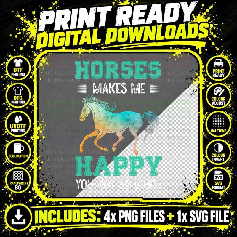 Horses Girl Women Happy Horse Riding T-Shirt Png SVG Digital Bundle