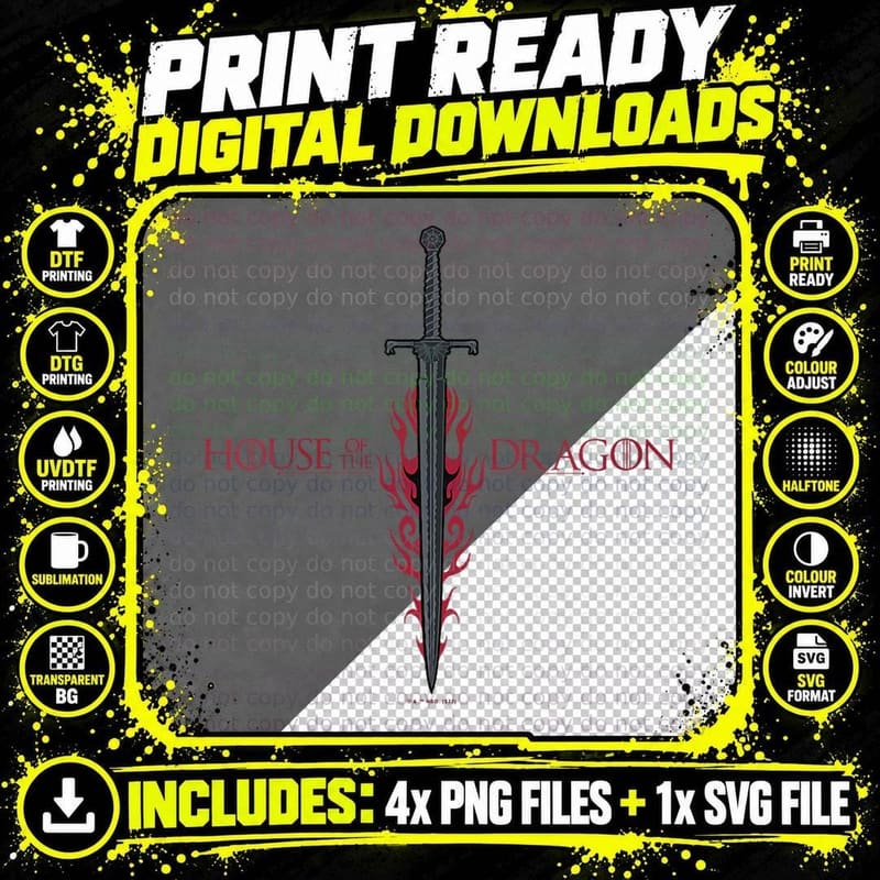 House of the Dragon Skull City Fire T-Shirt Png SVG Digital Bundle