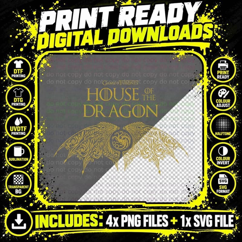 House of the Dragon Sword Red Flames V2 T-Shirt Png SVG Digital Bundle