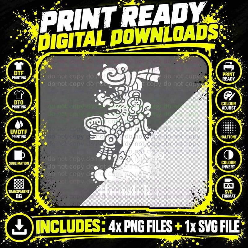 Hunab Ku Aztec God Dragon Inca T-Shirt Png SVG Digital Bundle