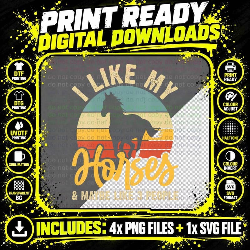 I Like Horses Women Horse Abstract Art Horse T-Shirt Png SVG Digital Bundle