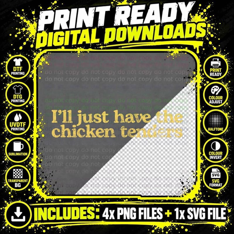 I'll Just Have the Chicken Tenders Funny Pullover Hoodie Png SVG Digital Bundle